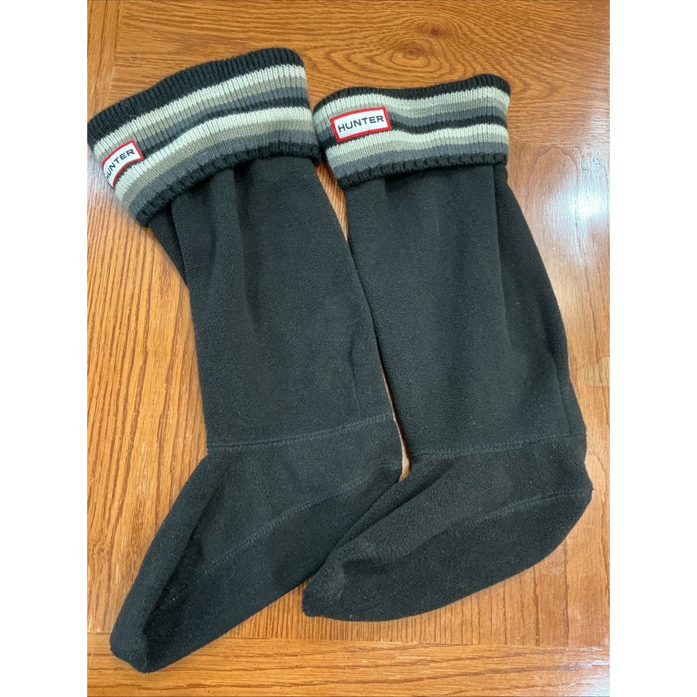 Hunter Women's Black Boot Fleece Inserts Size M 5-7 Gray Stripe